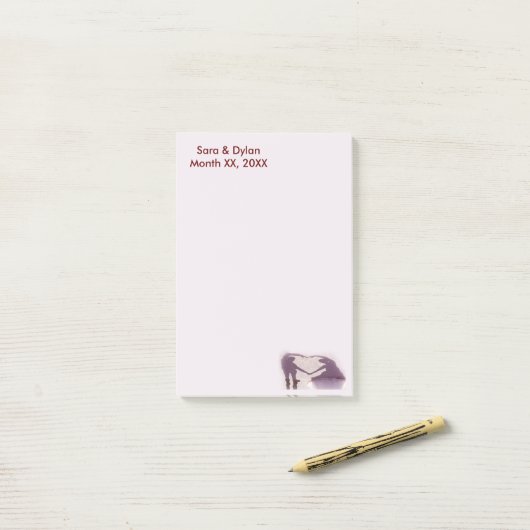 Bruidspaar Silhouet Hart in Zand Bruiloft Post-it® Notes (Op bureau)