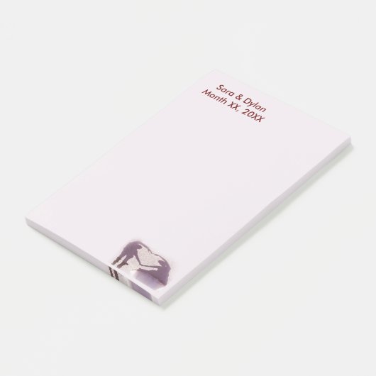 Bruidspaar Silhouet Hart in Zand Bruiloft Post-it® Notes (Schuin)