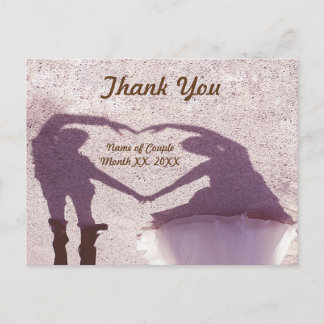Bruidspaar Silhouet Hart in Zand Dank U Briefkaart