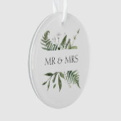 Bruidspaar Trouwherinnering Groene Blad Ornament (voorkant)