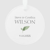 Bruidspaar Trouwherinnering Groene Blad Ornament (achterkant)