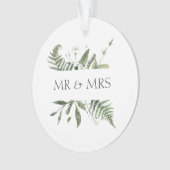 Bruidspaar Trouwherinnering Groene Blad Ornament (voorkant)