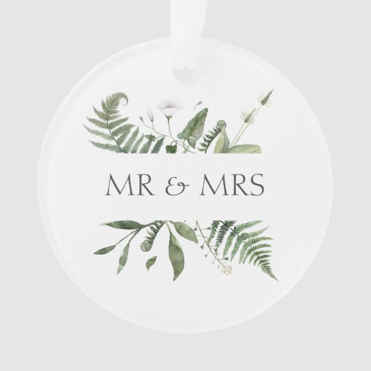 Bruidspaar Trouwherinnering Groene Blad Ornament (voorkant)