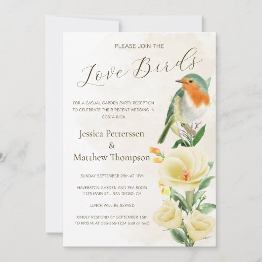 Bruidspaar Vluchten Trouwfeest Foto Bruiloftsrecep Kaart (Voorkant)