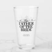 Bruidspapa Fancy Script Hart Bruiloft Glas (Voorkant)
