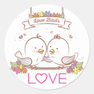 Bruidsparen Roze En Bruine Huwelijksliefde Ronde Sticker