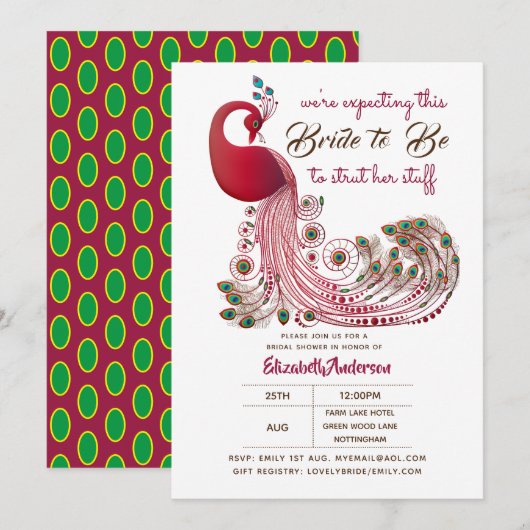 Bruidspauw 2 Wordt Haar Bruidsfeestje Uitgelaten Kaart (Voorkant / Achterkant)