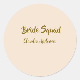 Bruidsploeg bruidsmeisje naam goud oranje trouwen ronde sticker
