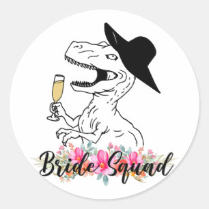 Bruidsploeg Dinosaurus Bruidsmeisje Bloem Bruidsme Ronde Sticker