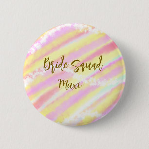 Bruidsploeg gouden pastel roze kleurrijke glitters ronde button 5,7 cm