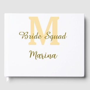 Bruidsploeg monogram gouden bruidsdouche eenvoudig gastenboek