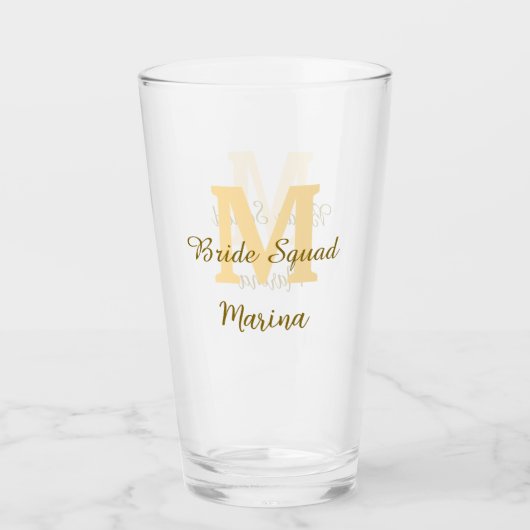 Bruidsploeg monogram gouden bruidsdouche eenvoudig glas (Voorkant)