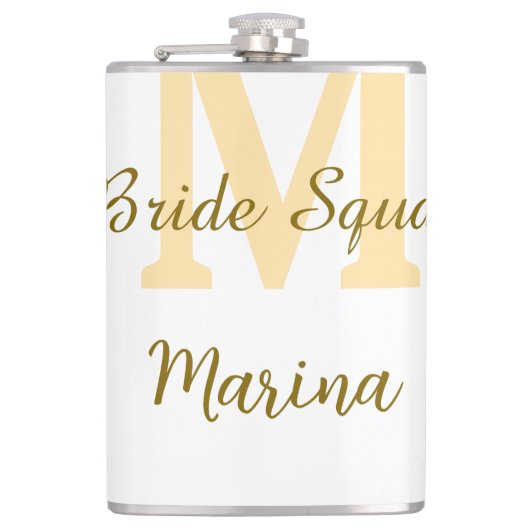 Bruidsploeg monogram gouden bruidsdouche eenvoudig heupfles (Voorkant)