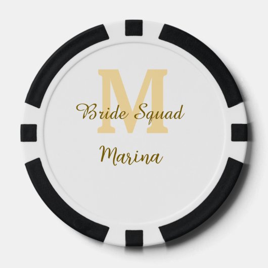Bruidsploeg monogram gouden bruidsdouche eenvoudig poker chips (Voorkant)