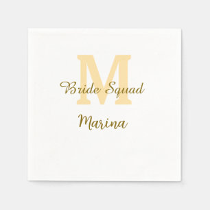 Bruidsploeg monogram gouden bruidsdouche eenvoudig servet