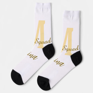 Bruidsploeg monogram gouden bruidsdouche eenvoudig sokken
