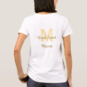 Bruidsploeg monogram gouden bruidsdouche eenvoudig t-shirt (Achterkant)