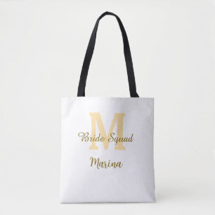 Bruidsploeg monogram gouden bruidsdouche eenvoudig tote bag