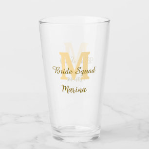 Bruidsploeg monogram gouden bruiloft eenvoudig  glas