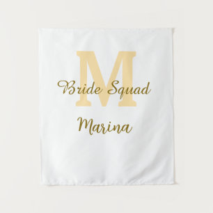 Bruidsploeg monogram gouden bruiloft eenvoudig wandkleed