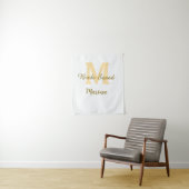 Bruidsploeg monogram gouden bruiloft eenvoudig  wandkleed (In situ)