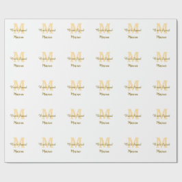 Bruidsploeg monogram gouden bruiloftsborrel eenvou cadeaupapier
