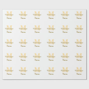 Bruidsploeg monogram gouden bruiloftsborrel eenvou cadeaupapier