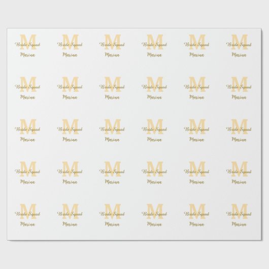 Bruidsploeg monogram gouden bruiloftsborrel eenvou cadeaupapier (Vlak)