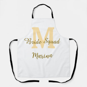 Bruidsploeg monogram gouden bruiloftsdouche eenvou schort