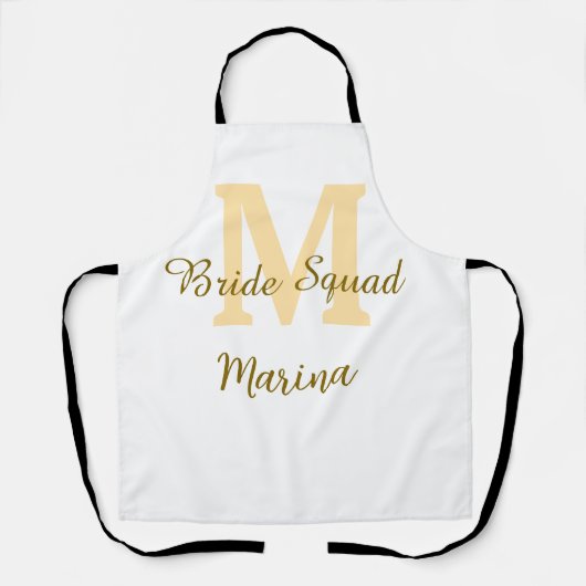 Bruidsploeg monogram gouden bruiloftsdouche eenvou schort (Voorkant)