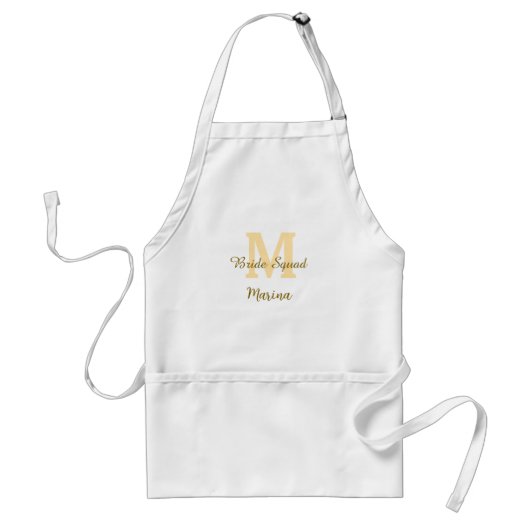 Bruidsploeg monogram gouden bruiloftsdouche eenvou standaard schort (Voorkant)