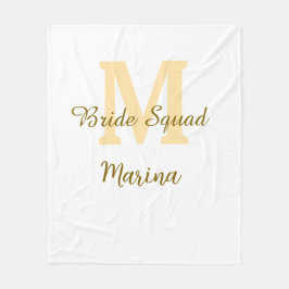 Bruidsploeg monogram gouden bruiloftsfeest eenvoud fleece deken