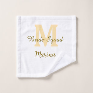 Bruidsploeg monogram gouden bruiloftsfeest eenvoud washandje