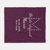 Bruidsploeg naam monogram bruidsmeisje mauve fleece deken (Voorkant (Horizontaal))