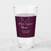 Bruidsploeg naam monogram bruidsmeisje mauve glas (Achterkant)