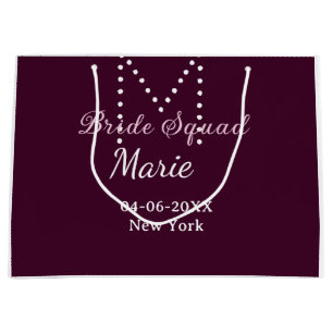 Bruidsploeg naam monogram bruidsmeisje mauve  groot cadeauzakje