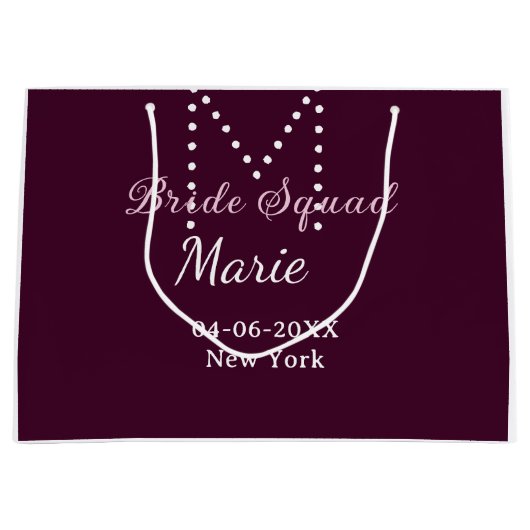 Bruidsploeg naam monogram bruidsmeisje mauve groot cadeauzakje (Voorkant)