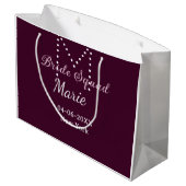Bruidsploeg naam monogram bruidsmeisje mauve groot cadeauzakje (Achterkant Gekanteld)
