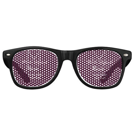 Bruidsploeg naam monogram bruidsmeisje mauve retro zonnebril (Voorkant)