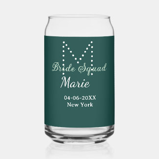 Bruidsploeg voeg naam monogram bruidsmeisje blauw blikvorm glas