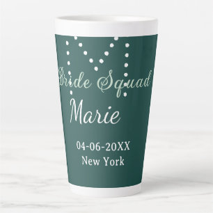 Bruidsploeg voeg naam monogram bruidsmeisje blauw latte mok