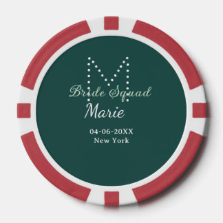 Bruidsploeg voeg naam monogram bruidsmeisje blauw poker chips