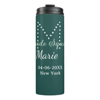 Bruidsploeg voeg naam monogram bruidsmeisje blauw thermosbeker