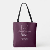 Bruidsploeg voeg naam monogram bruidsmeisje mauve tote bag (Achterkant)