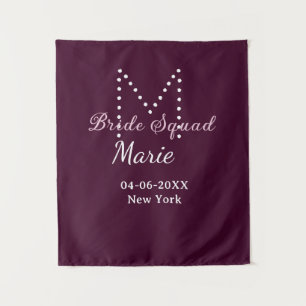 Bruidsploeg voeg naam monogram bruidsmeisje mauve  wandkleed