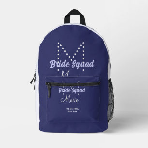 Bruidsploeg voeg naam monogram bruidsmeisje paars  bedrukte rugzak