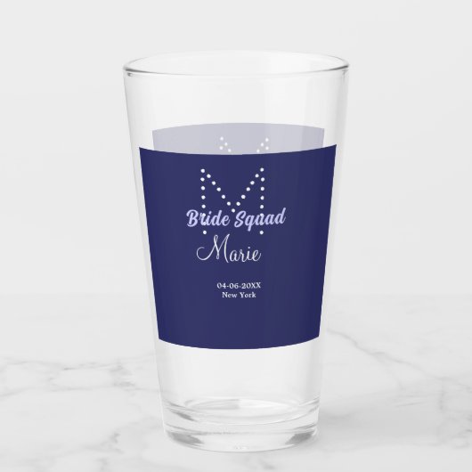 Bruidsploeg voeg naam monogram bruidsmeisje paars  glas (Voorkant)