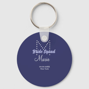 Bruidsploeg voeg naam monogram bruidsmeisje paars sleutelhanger
