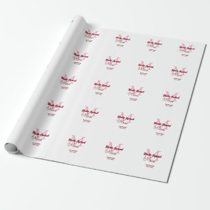 Bruidsploeg voeg naam monogram bruidsmeisje roze d cadeaupapier