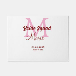 Bruidsploeg voeg naam monogram bruidsmeisje roze d deurmat